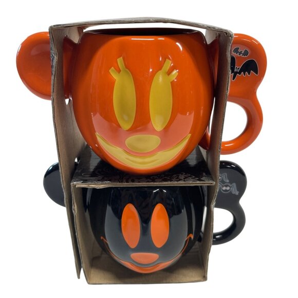 Disney Parks Halloween Mug Walt Disney World Mickey Mouse Bat Spider Set Of 2 - Picture 1 of 6